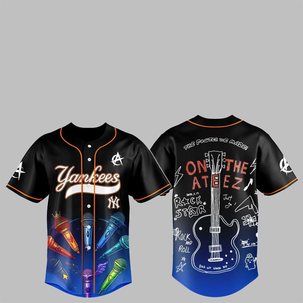 NY Yankees ATEEZ 2025 World Tour Jersey - Grishko.com T-Shirts, Hoodie, Sweatshirt | WearSparks.com (Image 1)