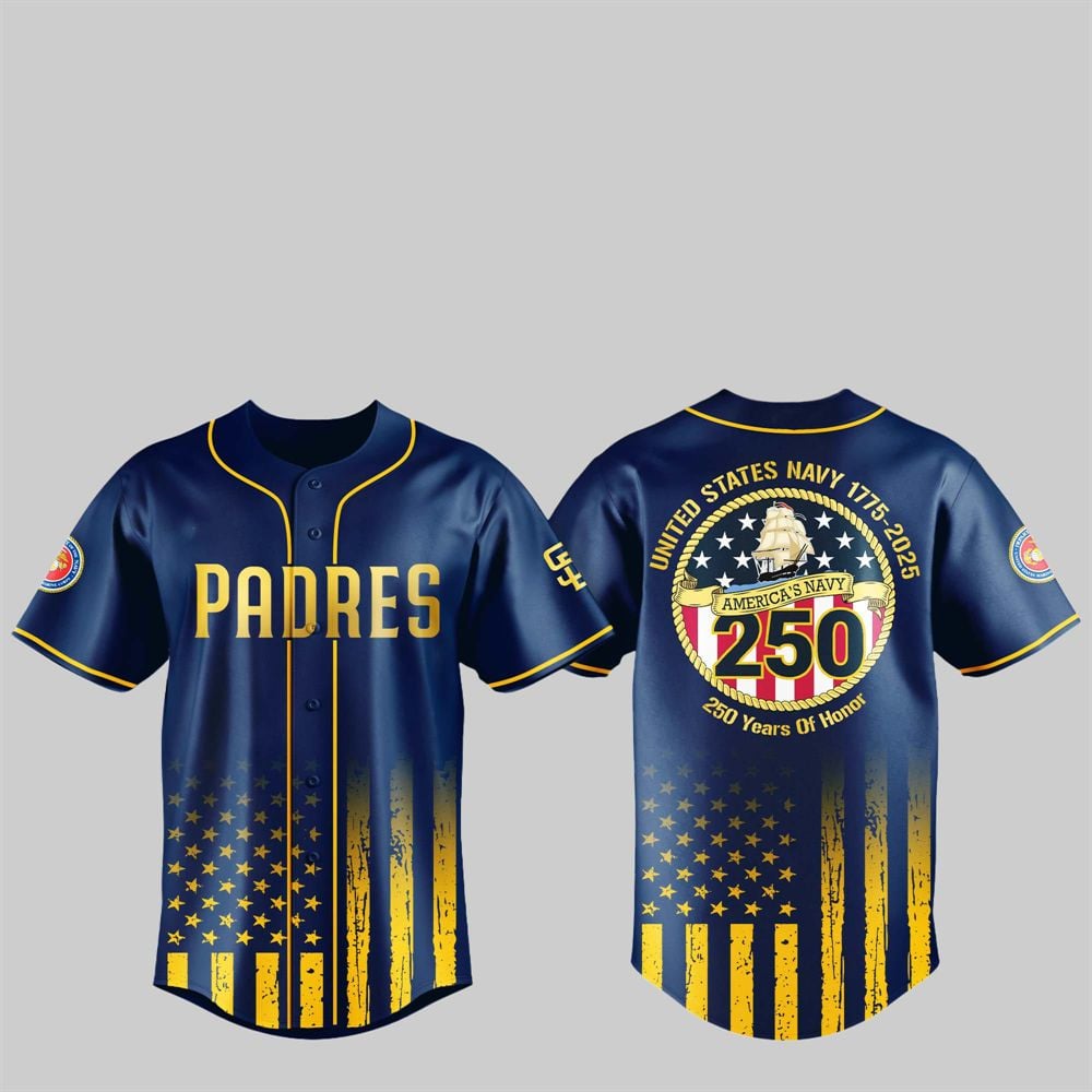SD Padres US NAVY 250th Birthday Celebration Jersey - Grishko.com T-Shirts, Hoodie, Sweatshirt | WearSparks.com (Image 1)