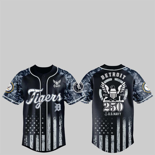 Tigers 250th US NAVY Jersey 2025 - Grishko.com T-Shirts, Hoodie, Sweatshirt | WearSparks.com (Image 1)
