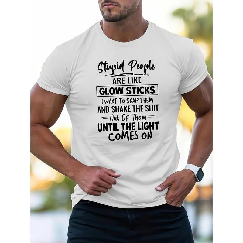 1 pc, 100% cotton T-shirt, Funny Letters Print Men's Crew Neck Short Sleeve Cotton T-shirt, Casual Summer T-Shirt For...