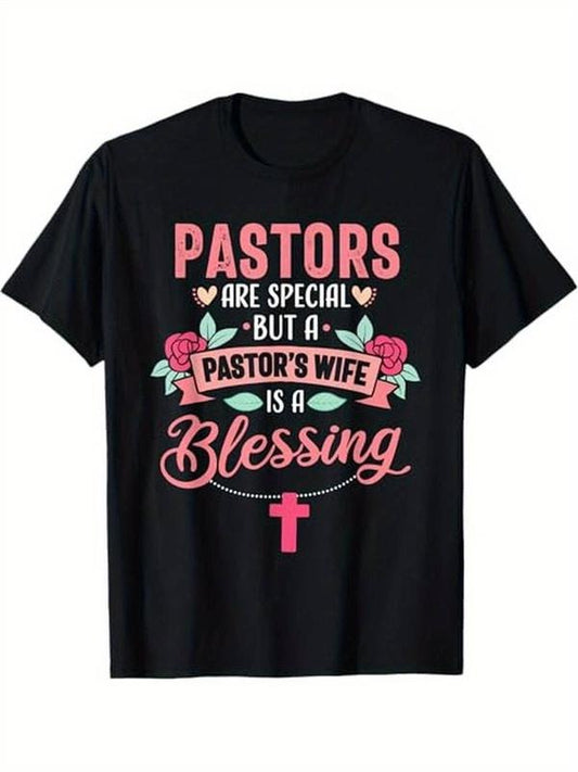 [100% Cotton] [Funny Pastor Wife T-Shirt] 100% Cotton Funny Pastor Wife Special Christian Church Appreciation T-Shirt...