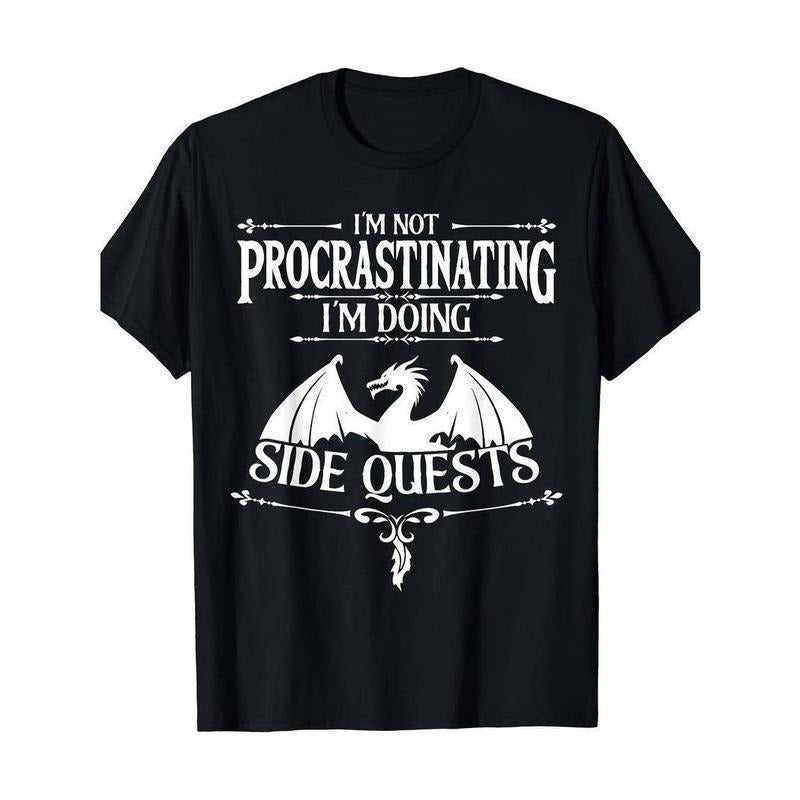 [100% Cotton] [RPG Gamers Side Quests Tee] RPG Gamers T-Shirt