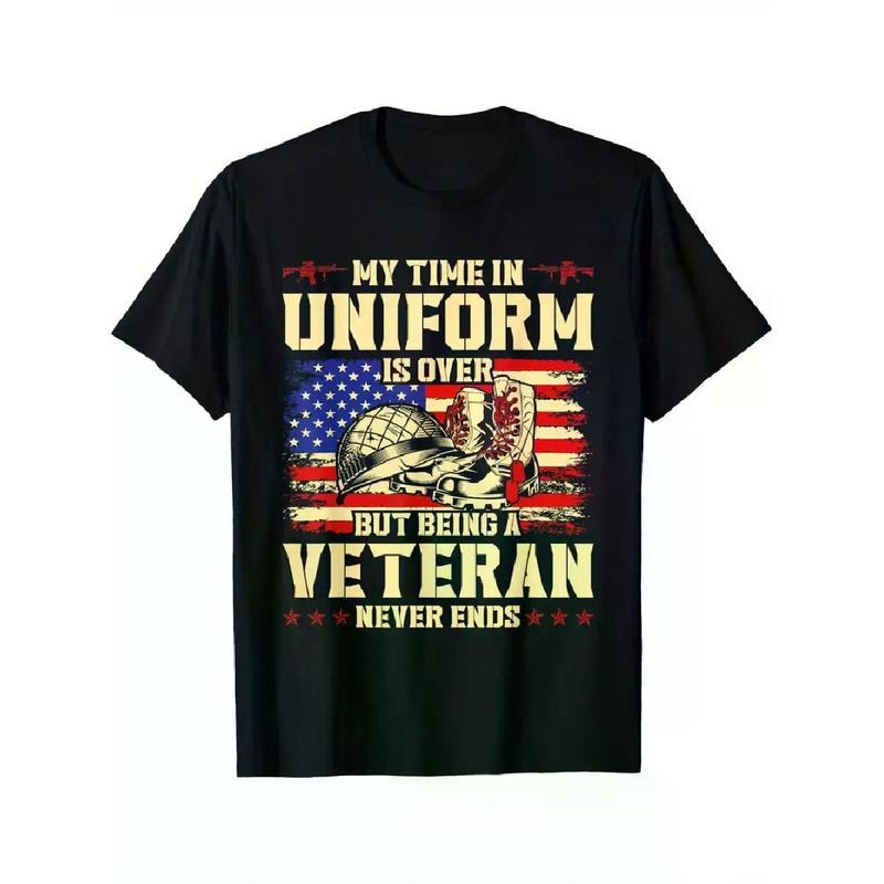 [100% Cotton] [Veteran Never Ends Tee] Black Veteran T-Shirt