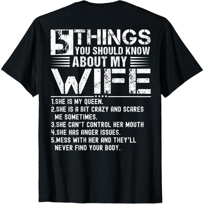 [100% Cotton] 5 Things You Should Know About My Wife (On Back) husband T-Shirt Hoodie, Sweatshirt | WearSparks.com