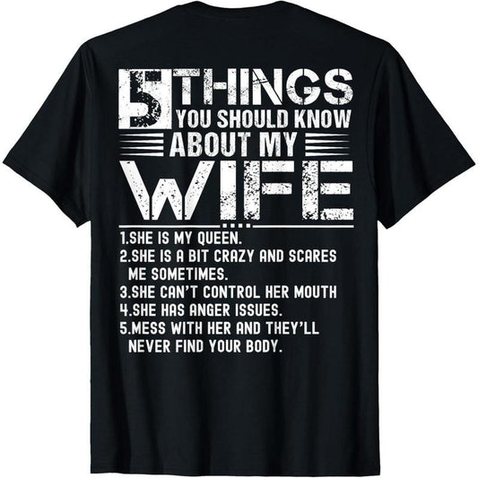 [100% Cotton] 5 Things You Should Know About My Wife (On Back) husband T-Shirt Hoodie, Sweatshirt | WearSparks.com