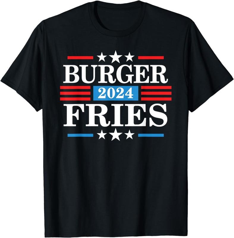 [100% Cotton] Burger Fries 2024 - Funny Presidency Election T-Shirt Hoodie, Sweatshirt | WearSparks.com