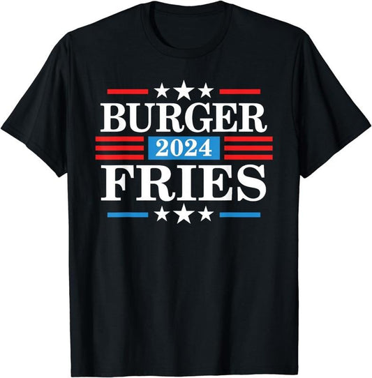 [100% Cotton] Burger Fries 2024 - Funny Presidency Election T-Shirt Hoodie, Sweatshirt | WearSparks.com