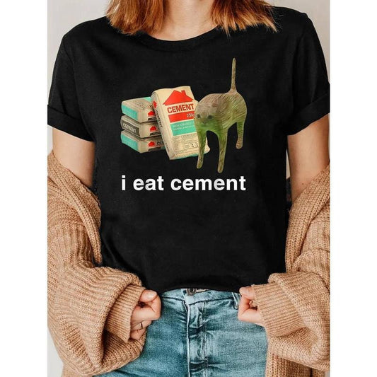 [100% Cotton] Cat Book Directed, I Eat Cement Cursed Cat Funny Weird Specific Shady Memes T-Shirts Hoodie, Sweatshirt