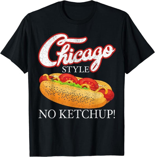 [100% Cotton] Chicago Hot Dog Summer Style 4th Of July No Ketchup Gift T-Shirt Hoodie, Sweatshirt | WearSparks.com