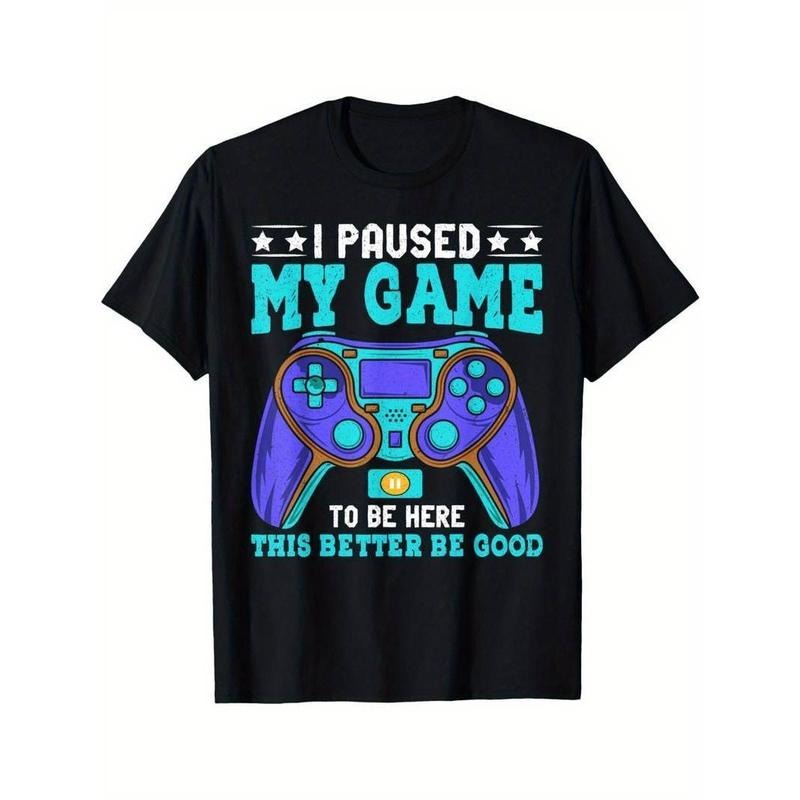 [100% Cotton] Comfortable Short Sleeve Boys Men Kids Teens T-Shirt, Paused My Game To Be Here Gamer Shirt, Summer Casual...