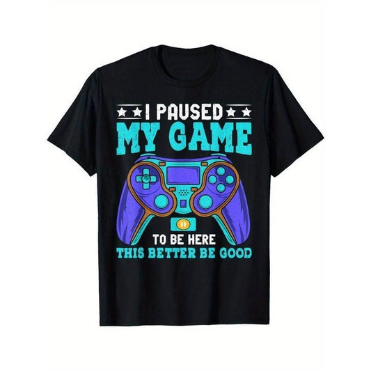 [100% Cotton] Comfortable Short Sleeve Boys Men Kids Teens T-Shirt, Paused My Game To Be Here Gamer Shirt, Summer Casual...