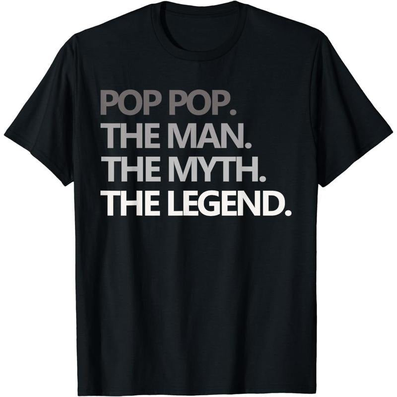 [100% Cotton] Cotton Short Sleeve Pop Pop The Man Myth Legend Grandpa Father's Day Gift Best T-Shirt for Men Women...