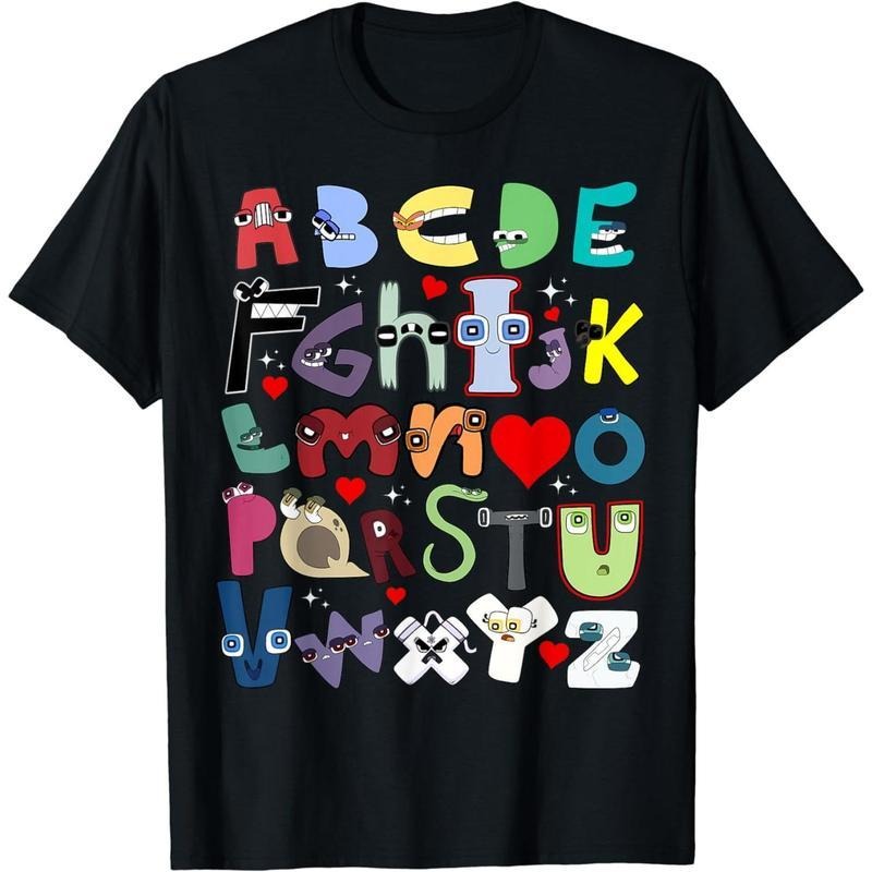 [100% Cotton] Cute Alphabet Lore Shirt - A-Z Letter Design Tee for Boys & Girls