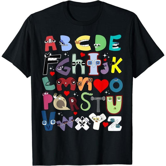 [100% Cotton] Cute Alphabet Lore Shirt - A-Z Letter Design Tee for Boys & Girls