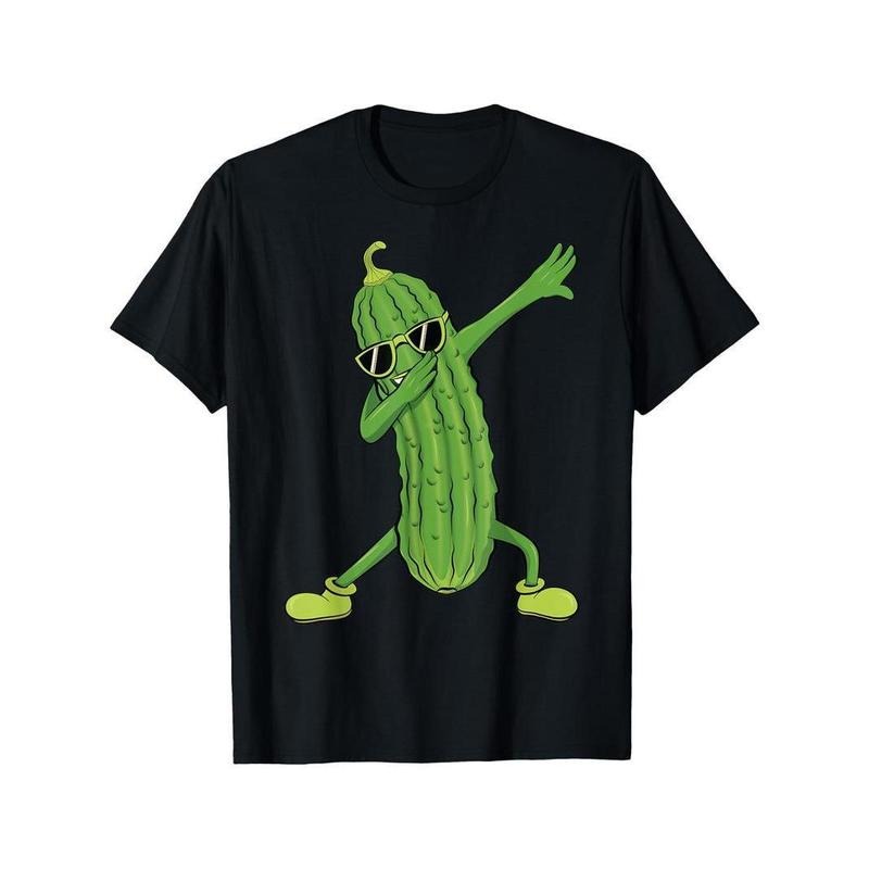 [100% Cotton] Dabbing Pickle Dancing Cucumber lover Funny Shirt Gifts T-Shirt Cotton Fun Design DIYMen's Soft breathable...