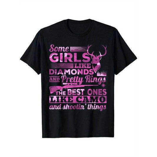 [100% Cotton] Deer Hunting Hunt Some Girls like Diamonds and Pretty Rings T-Shirt Summer Hoodie, Sweatshirt | WearSparks.com
