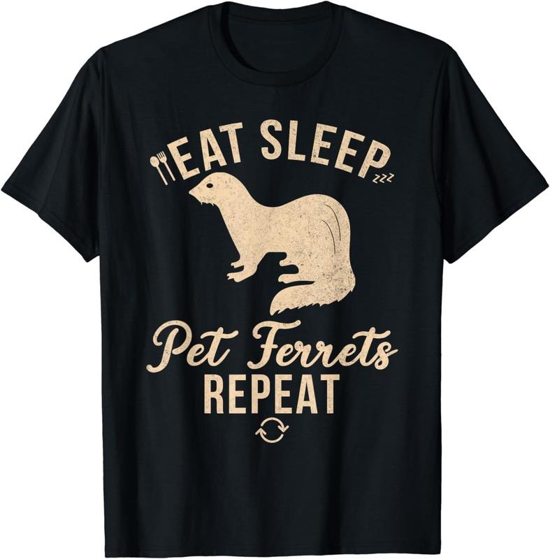 [100% Cotton] Eat Sleep Pet Ferrets Repeat Ferret T-Shirt Hoodie, Sweatshirt | WearSparks.com