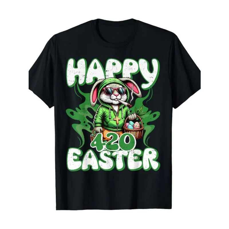 [100% Cotton] Happy 420 Easter Funny Smoking Easter Bunny Men Women T-Shirt Hoodie, Sweatshirt | WearSparks.com