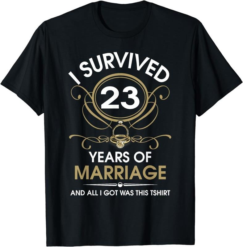 [100% Cotton] I Survived 23 Years Of Marriage 23rd Wedding Anniversary T-Shirt Hoodie, Sweatshirt | WearSparks.com