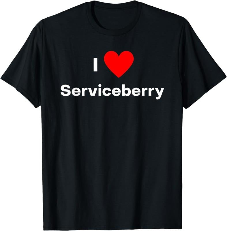 [100% Cotton] I love Serviceberry - with a red heart T-Shirt Hoodie, Sweatshirt | WearSparks.com