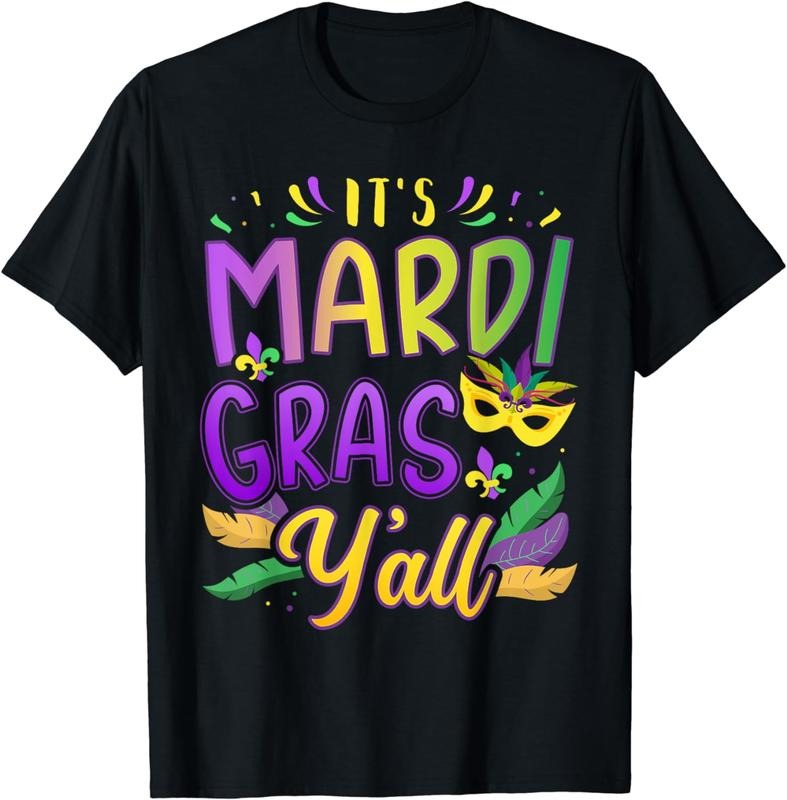 [100% Cotton] It's Mardi Gras Y'all with mask and fleur de lis T-Shirt Hoodie, Sweatshirt | WearSparks.com