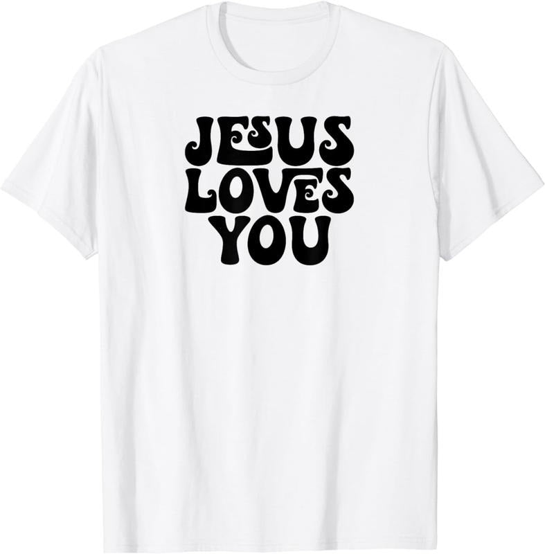 [100% Cotton] Jesus Loves You Retro Vintage Style Graphic Men Womens T-Shirt Hoodie, Sweatshirt | WearSparks.com