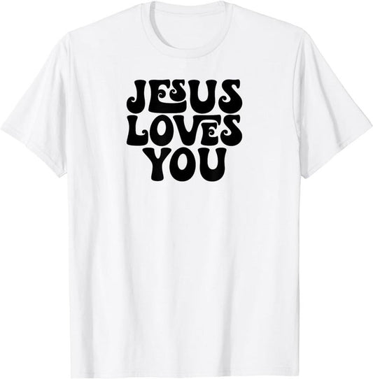 [100% Cotton] Jesus Loves You Retro Vintage Style Graphic Men Womens T-Shirt Hoodie, Sweatshirt | WearSparks.com