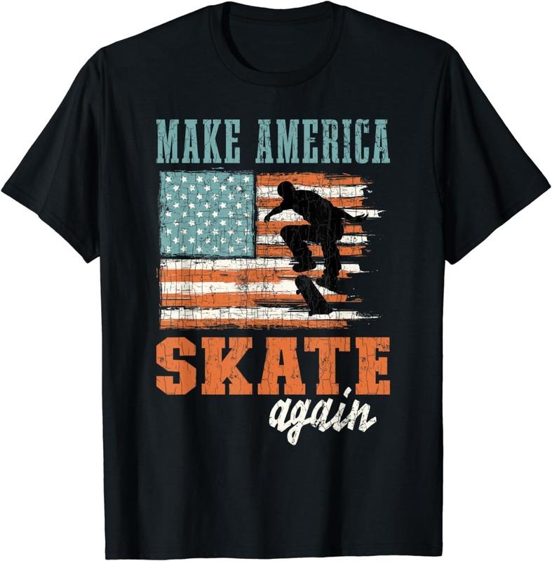 [100% Cotton] Make USA Skate Again Fun Skateboarding Skateboarder Graphic T-Shirt Hoodie, Sweatshirt | WearSparks.com