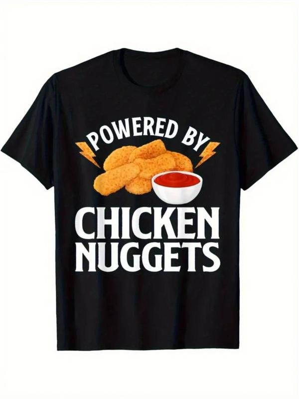 [100% Cotton] Men T-shirt With POWERED BY CHICKEN NUGGE Print, Round Neck men' Shirts Hoodie, Sweatshirt | WearSparks.com