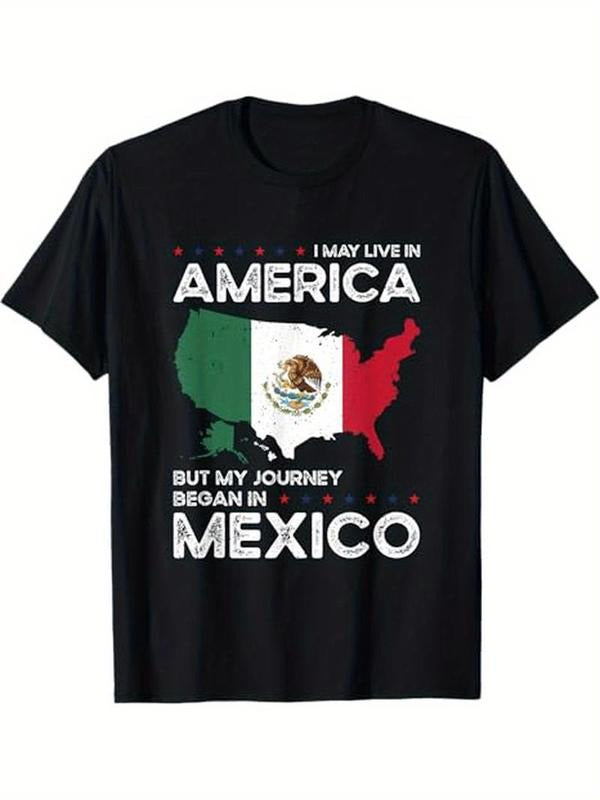 [100% Cotton] Mexican American Patriot T-Shirt, 100% Cotton Crew Neck, All-Season Knit Fabric Hoodie, Sweatshirt