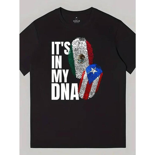 [100% Cotton] Mexican and Puerto Rican DNA Mixed Heritage Graphic Monogrammed T-Shirt Hoodie, Sweatshirt | WearSparks.com
