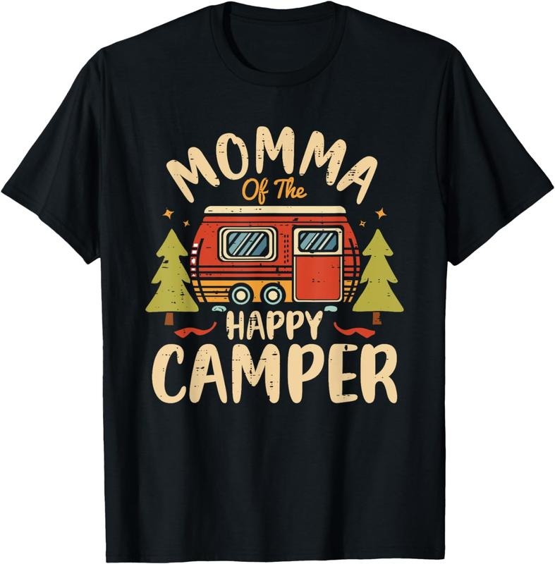 [100% Cotton] Momma of Happy Camper 1st Birthday Party Retro Momma T-Shirt Hoodie, Sweatshirt | WearSparks.com