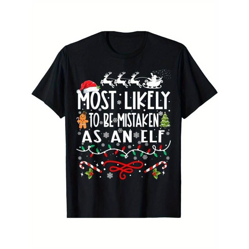 [100% Cotton] Most Likely To Be Mistaken As An Elf Family Christmas T-Shirt Hoodie, Sweatshirt | WearSparks.com