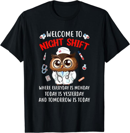 [100% Cotton] Owl Night Shift Funny Nurse Nursing Rn Lpn Cna For Men Women T-Shirt Hoodie, Sweatshirt | WearSparks.com