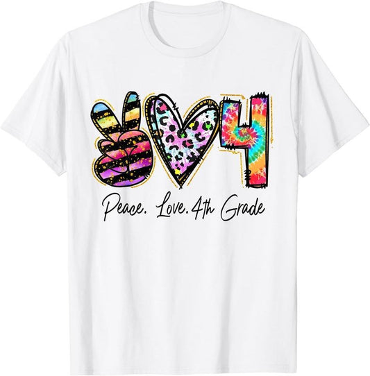 [100% Cotton] Peace Love Fourth Grade Teacher Girl Team 4th Grade Tie Dye T-Shirt Hoodie, Sweatshirt | WearSparks.com