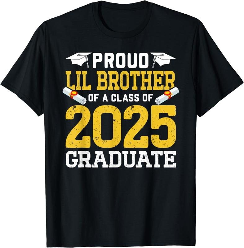 [100% Cotton] Proud Lil Brother Of A 2025 Graduate Family Graduation T-Shirt Hoodie, Sweatshirt | WearSparks.com