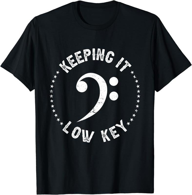 [100% Cotton] Retro Bass Clef Music Keeping It Low Key Musician Humor Plus-size breathable T-Shirt Hoodie, Sweatshirt