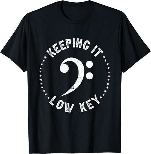 [100% Cotton] Retro Bass Clef Music Keeping It Low Key Musician Humor Plus-size breathable T-Shirt Hoodie, Sweatshirt