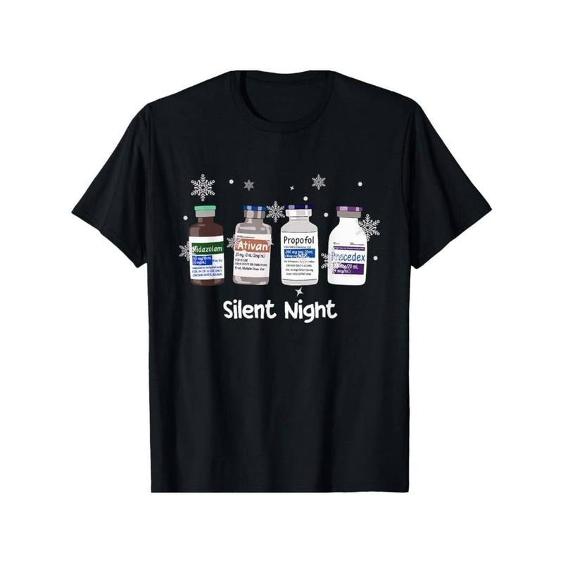 [100% Cotton] Retro ICU Nurse Christmas T-Shirt Silent Night Intensive Care Unit Hoodie, Sweatshirt | WearSparks.com