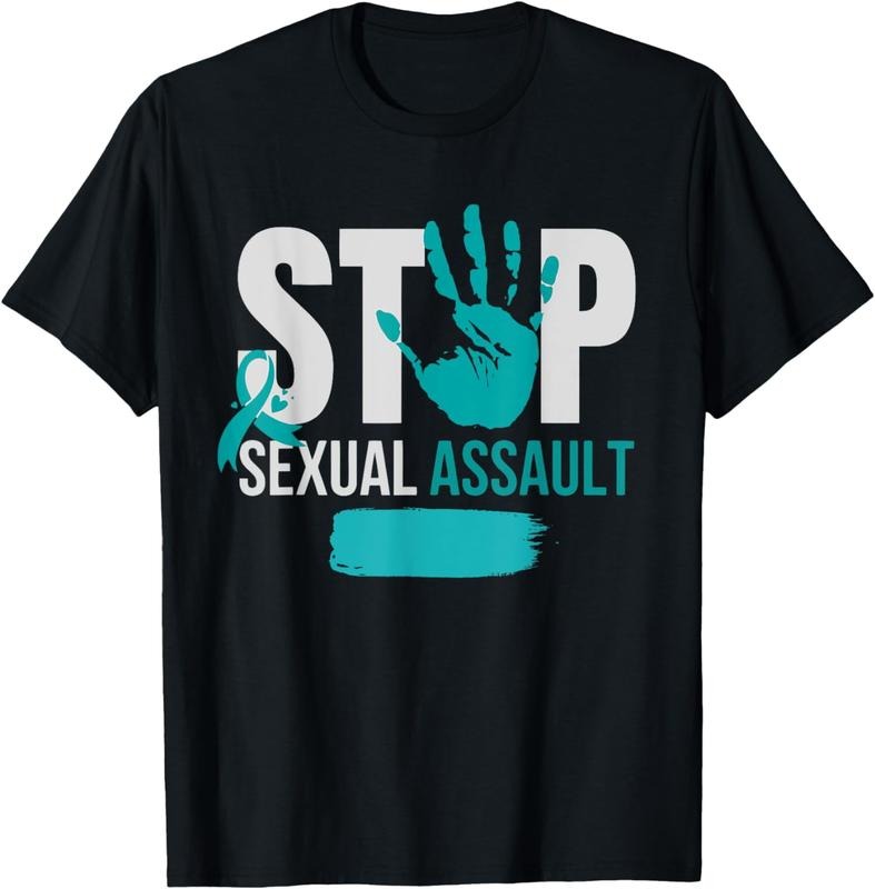 [100% Cotton] Stop Sexual Assault Awareness Month Support Teal Ribbon T-Shirt Hoodie, Sweatshirt | WearSparks.com