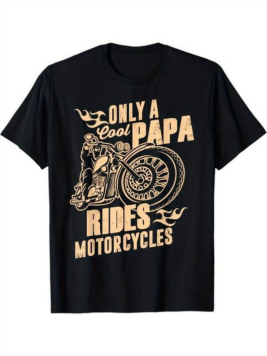 [100% Cotton] Stretchy Fabric| Cool Papa Rides Motorcycles" Graphic Tee - 100% Cotton Hoodie, Sweatshirt | WearSparks.com