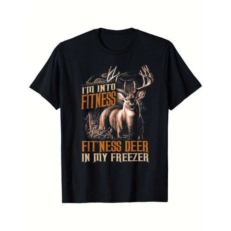 [100% Cotton] Summer Comfortable Deer Hunting T-Shirt - Fit'Ness Deer In My Freezer Short Sleeve Casual T-Shirt Hoodie,...