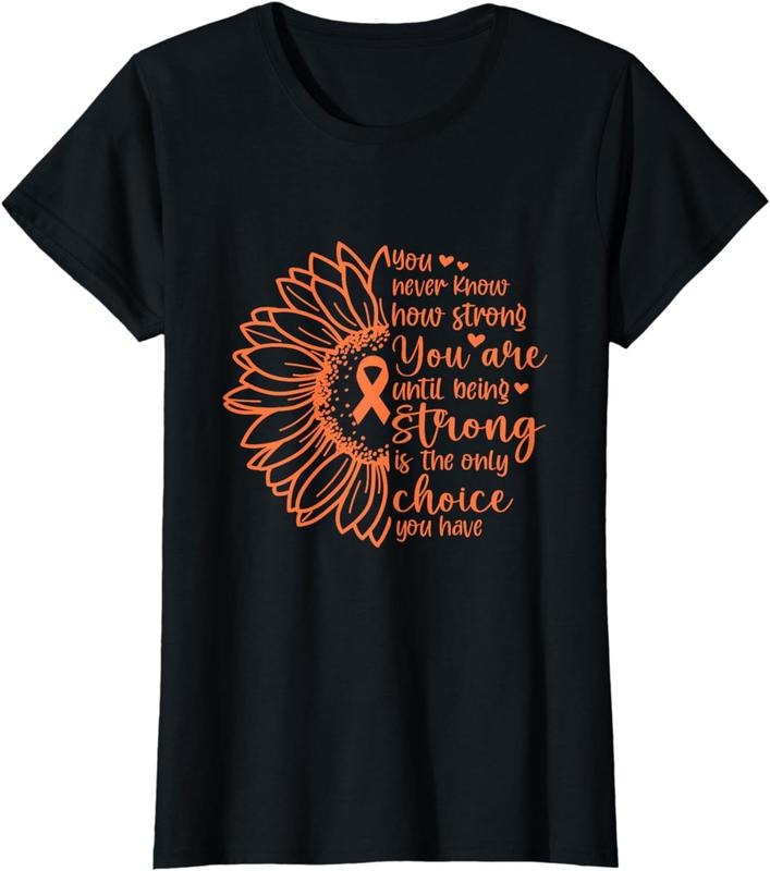 [100% Cotton] Sunflower Uterine Cancer Strong Awareness Ribbon T-Shirt Hoodie, Sweatshirt | WearSparks.com