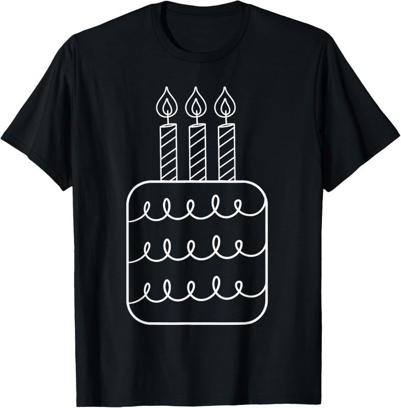 100% Cotton  Third Birthday Cake with Candles  T-Shirt T-Shirt Hoodie, Sweatshirt | WearSparks.com