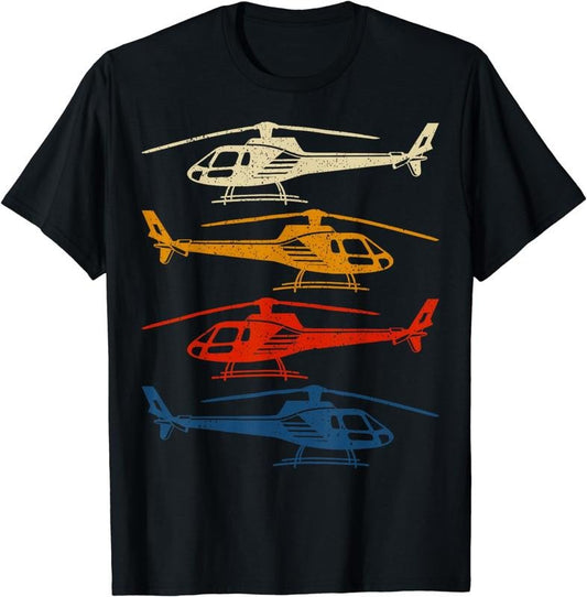 [100% Cotton] Vintage Helicopter Silhouette Copter Pilot Chopper Lover T-Shirt Hoodie, Sweatshirt | WearSparks.com