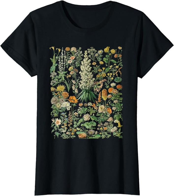 [100% Cotton] Vintage Inspired Flower Botanical Chart T-Shirt Hoodie, Sweatshirt | WearSparks.com