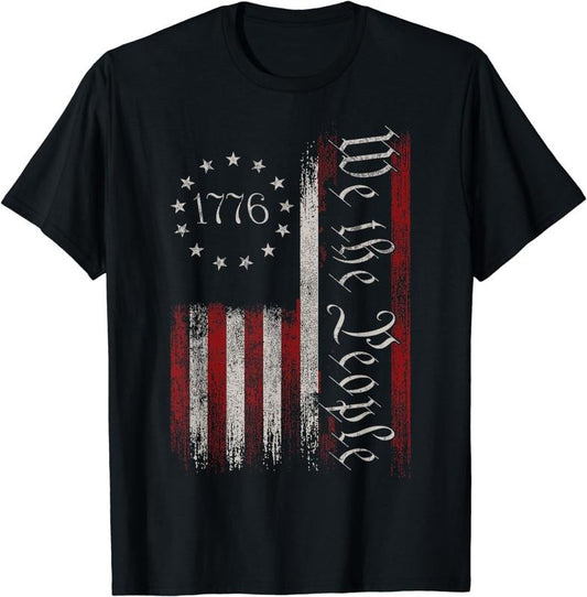 [100% Cotton] Vintage Old American Flag Patriotic 1776 We The People USA T-Shirt Hoodie, Sweatshirt | WearSparks.com