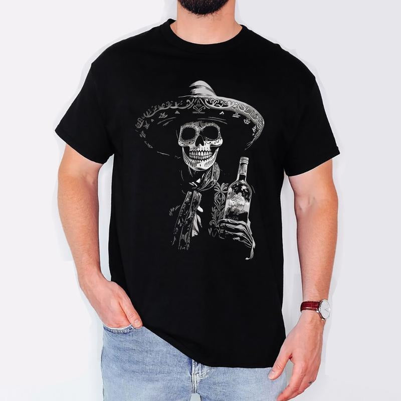 [100% Cotton] Vintage Skeleton Tequila Mexico Dia De Los Muertos Mexican T-Shirt Hoodie, Sweatshirt | WearSparks.com