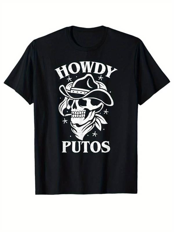 [100% Cotton] Western Cowboy Print Crew Neck Short Sleeve T-shirt Hoodie, Sweatshirt | WearSparks.com
