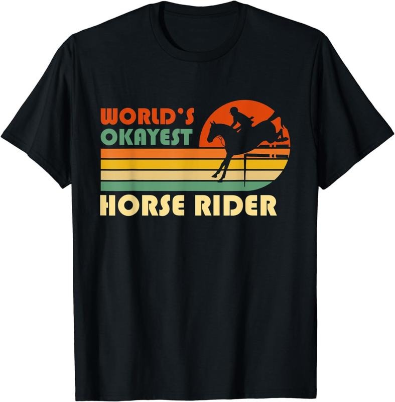 [100% Cotton] World's Okayest Horse Rider - Funny Retro Equestrian Sport T-Shirt Hoodie, Sweatshirt | WearSparks.com